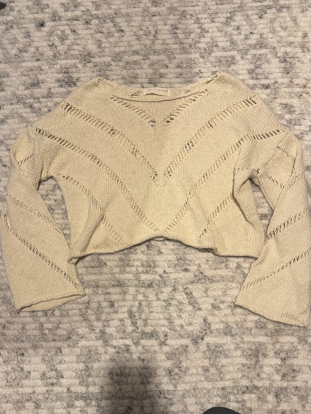 Stitch and Feather Summer Sweater Beach Coverup Cream Small
